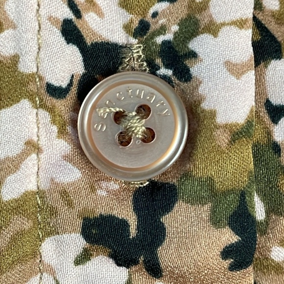 NWT Sanctuary Silky Abstract Floral Short Sleeve Button Front Pajama Lounge Top - Picture 9 of 13